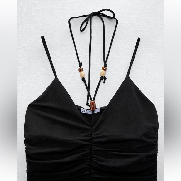 Ruched dress with beaded straps S Zara NWT - Picture 7 of 7